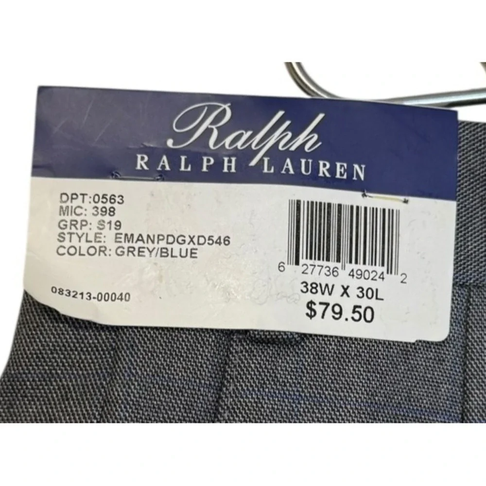 Ralph Lauren Mens Dress Pants Comfort Flex Shirt Gripper Pleated‎ Size 38X30 NWT